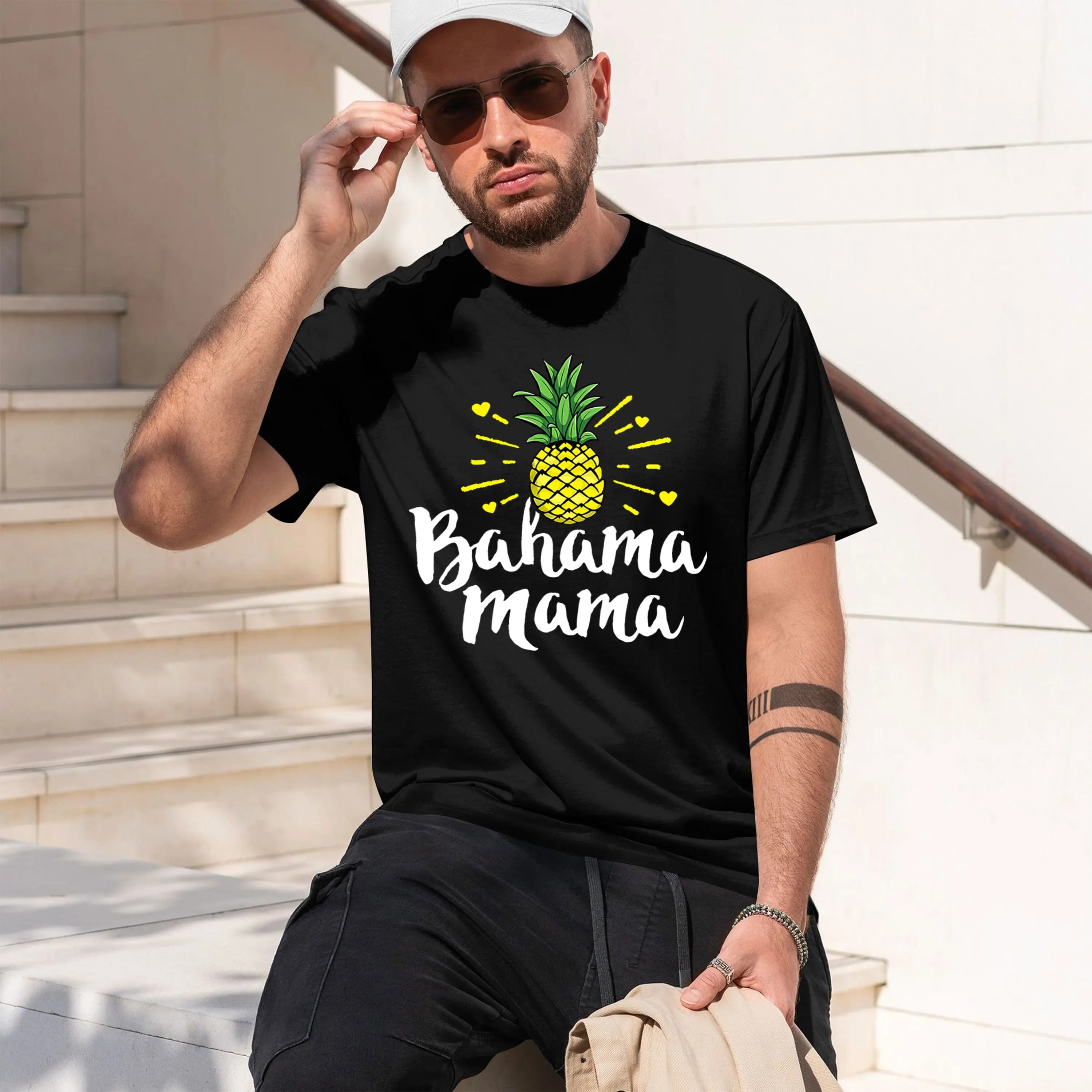 Mama Pineapple Style Casual Cycling Fishing Travel 2026 New Model T-Shirt Short Sleeved Men's Classic Casual Multiple Co