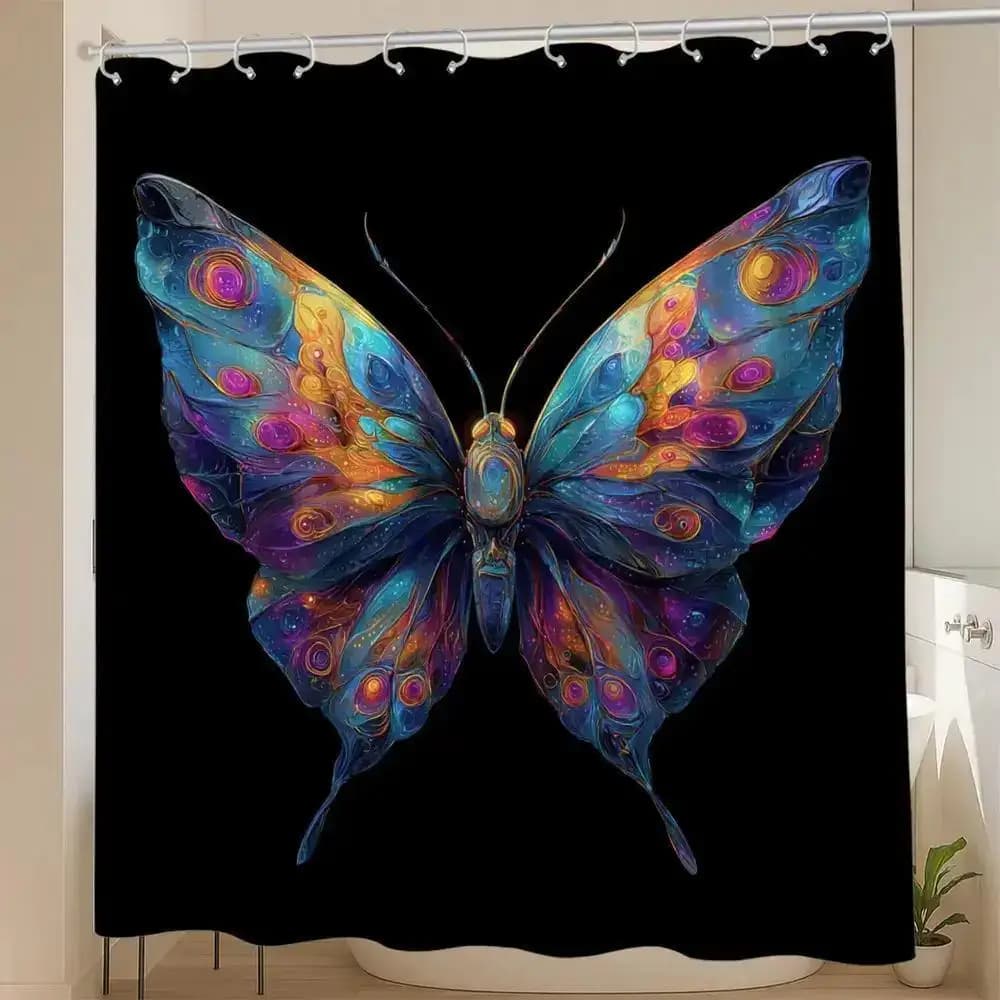 High Quality Polyester Butterfly Shower Curtain Waterproof Bath Curtain Decorative Home Decor Psychedelic Art Accessories for Ba