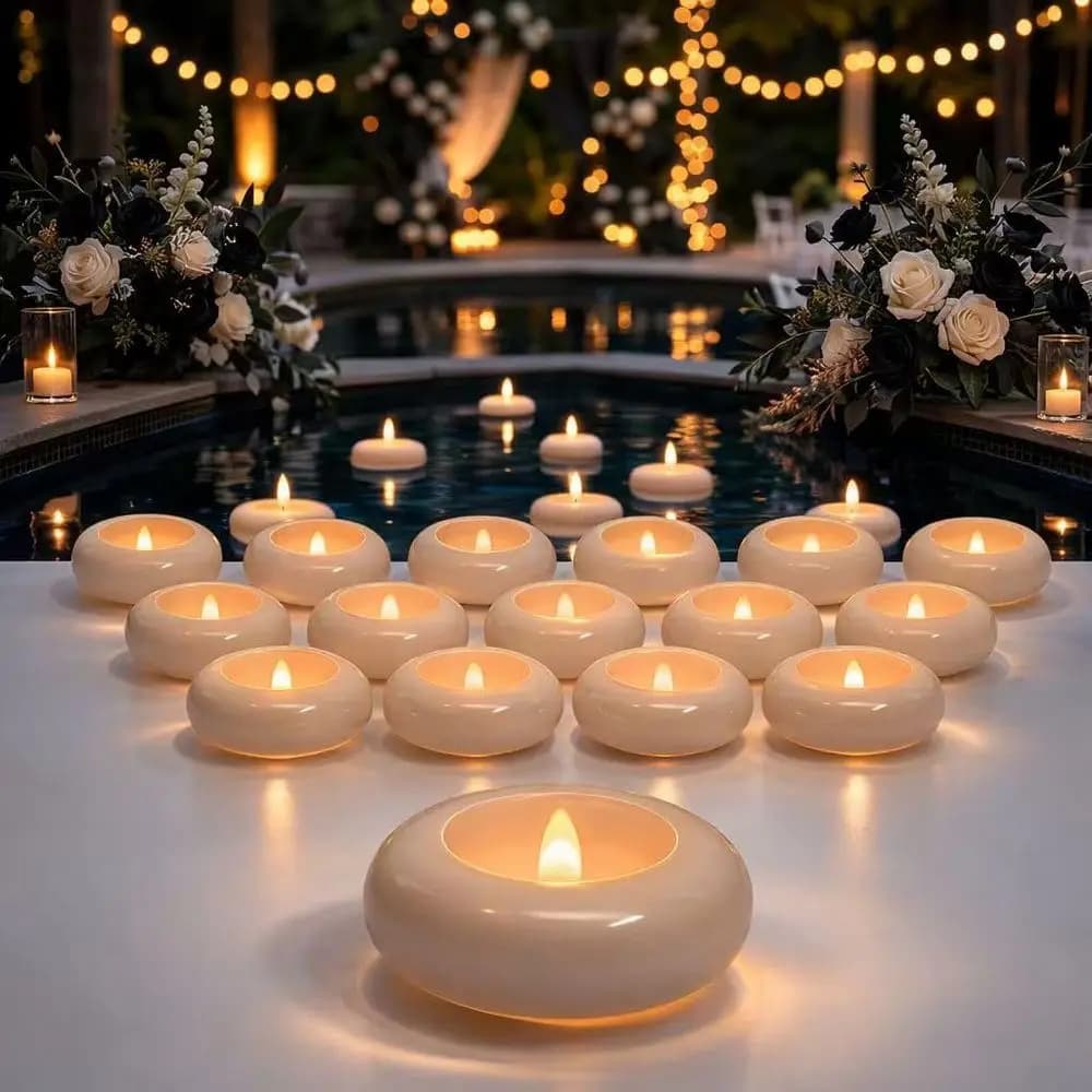 Confezione da 24 luci galleggianti a LED impermeabili, alimentate a batteria per 200 ore, per matrimoni, piscine, spa e decorazioni pasquali (Elegante bianco)