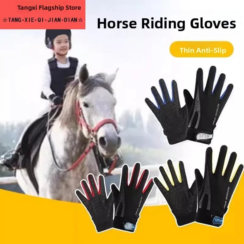 Equestrian Gloves for Children Anti-Slip Wear-Resistant Thin Sporty Ladies' Sunscreen Gloves for Cycling And Horseback Riding