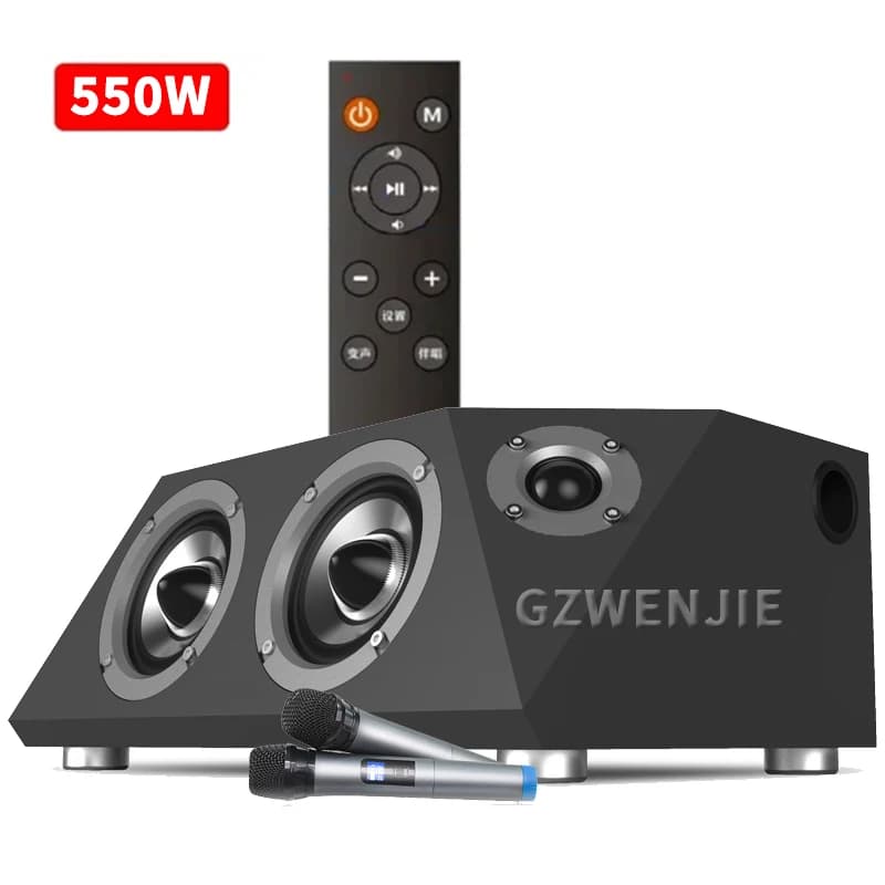 Macchina per Karaoke con 2 microfoni Wireless doppi portatile Bluetooth 5.0 AUX TF Card U Disk Player Voice Changer per la festa