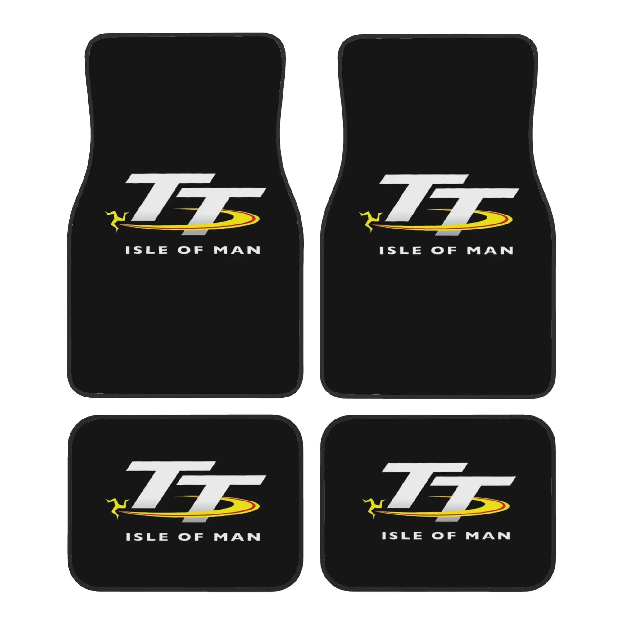 Tappetini per Auto con Stampa Moto delle Gare Isle of Man TT, Set da 4 Pezzi Universali Anteriori e Posteriori con Base Antiscivolo in Gomma