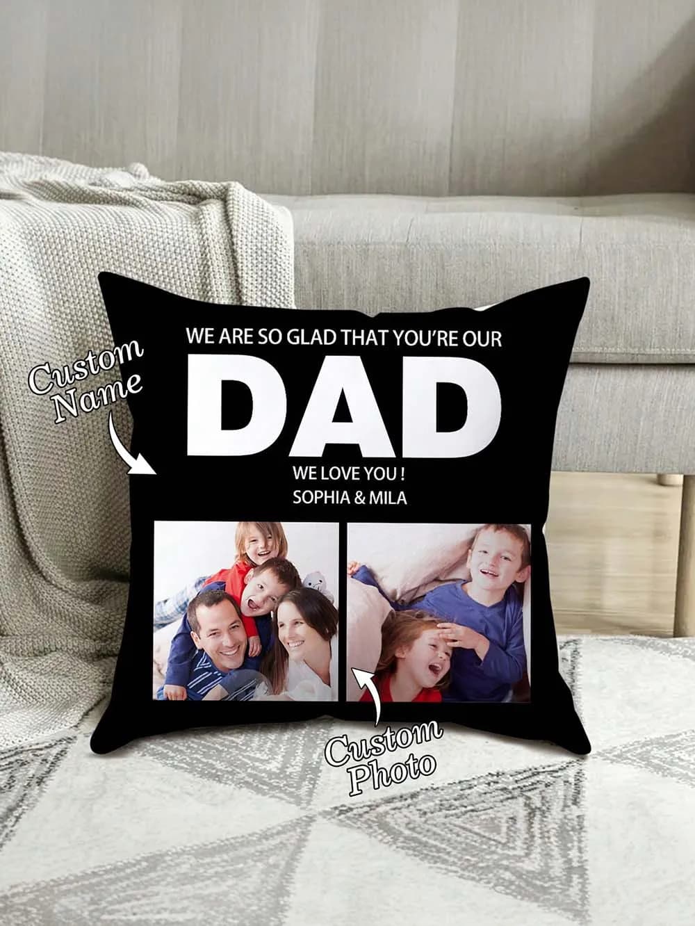 Custom Photo Cushion ,Father's Day, Mother's Day Customized Throw Pillow Home Decorative, Square Wedding Pet Baby Gift