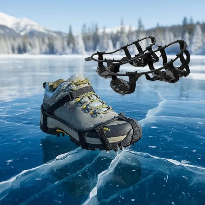 1 Pair 24 Teeth Anti-Slip Ice Grips Gripper Shoes Boot Hiking Ice Climbing Shoe