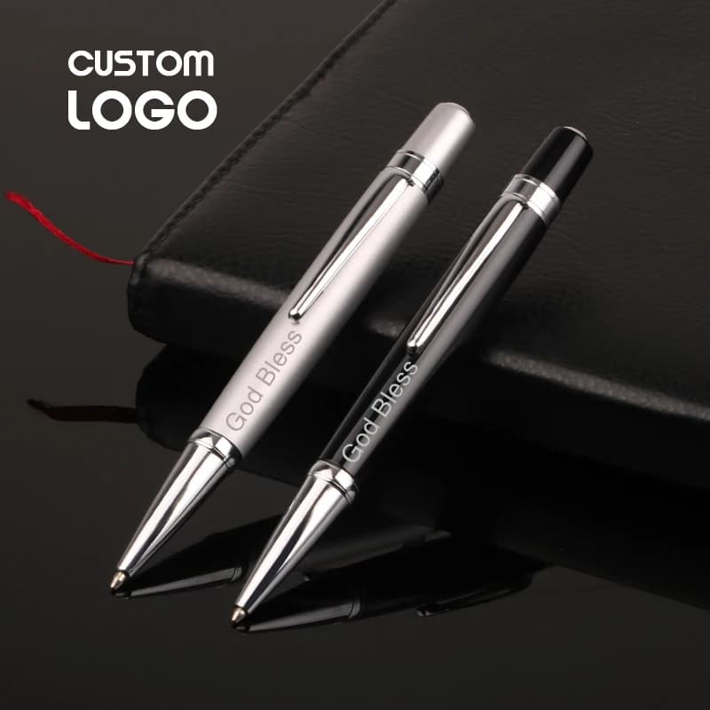 2 Pezzi Mini Penna a Sfera Girevole in Metallo, Penna Gel per Affari, Logo Personalizzato, Regalo Personalizzato, Accessori per Ufficio