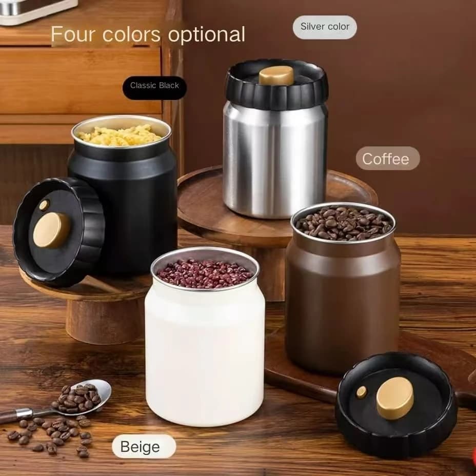 Special for cross-border 304 stainless steel vacuumizing, pressing and sealing tank, light-proof coffee bean storage tank, fresh