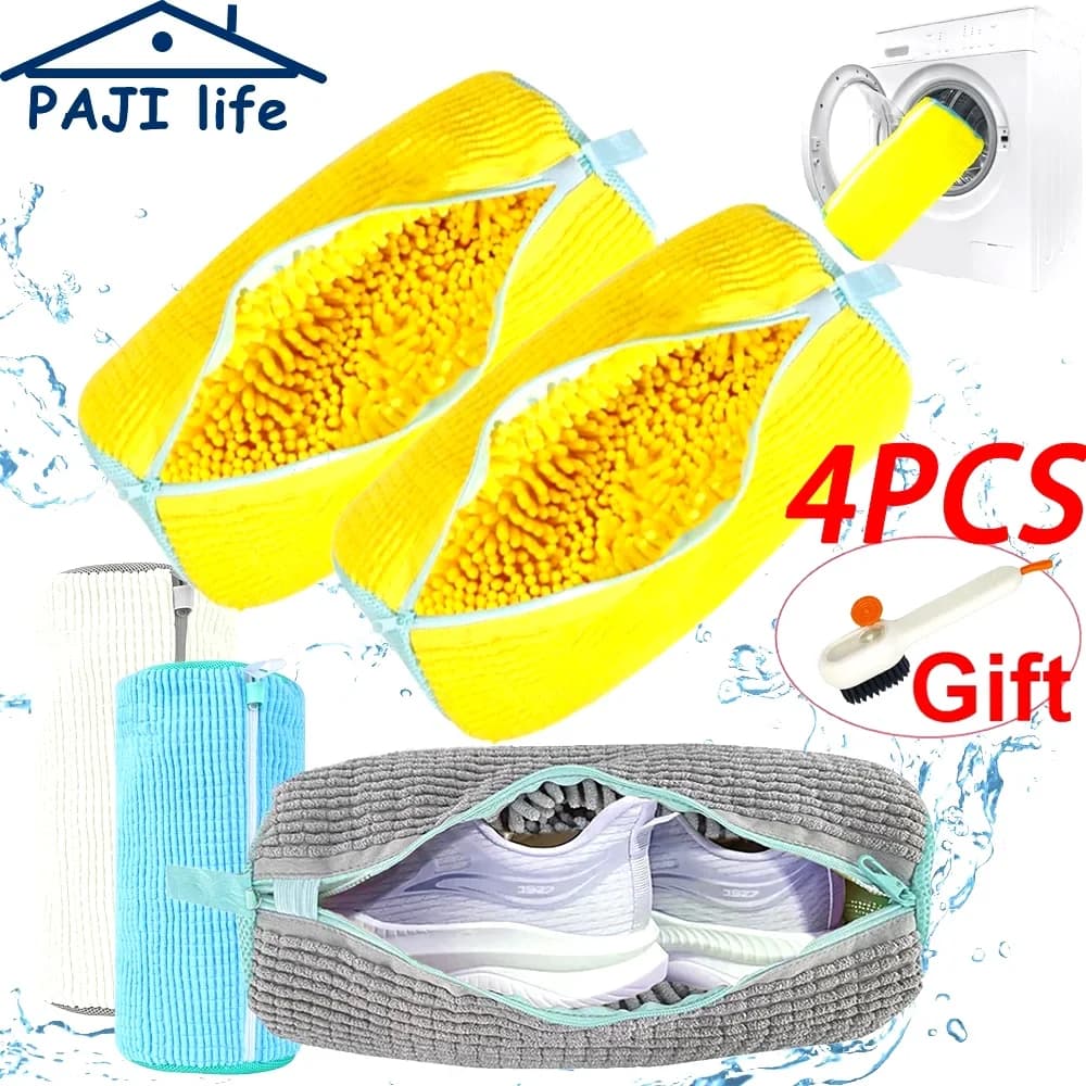 Shoes Washing Bag Laundry Bag Padded Shoe Protector Fluffy Fiber Polyester Laundry Wash Bag Machine Washable Organizer