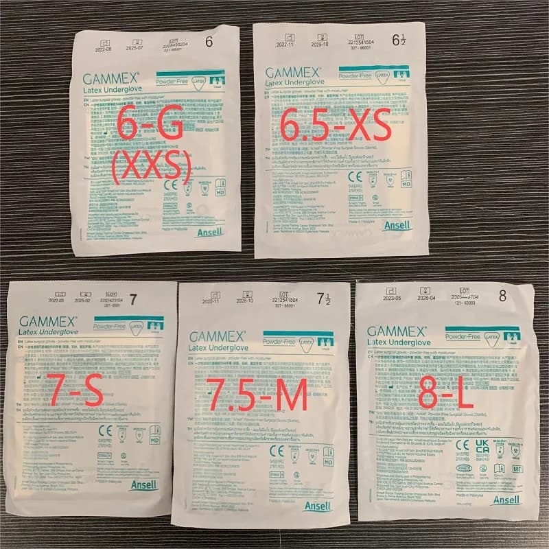 Guanto Ansell Gammex (1 paio) Strati interni ed esterni verdi in lattice senza polvere da 12 pollici/guanti ultrasottili per operazione fine 30 cm