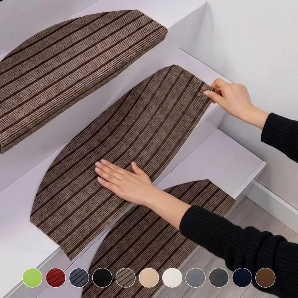 Tappetino Semicircolare per Scale Autoadesivo, Spessore 4mm, Antiscivolo e Anticaduta, per Tutti gli Spazi Interni