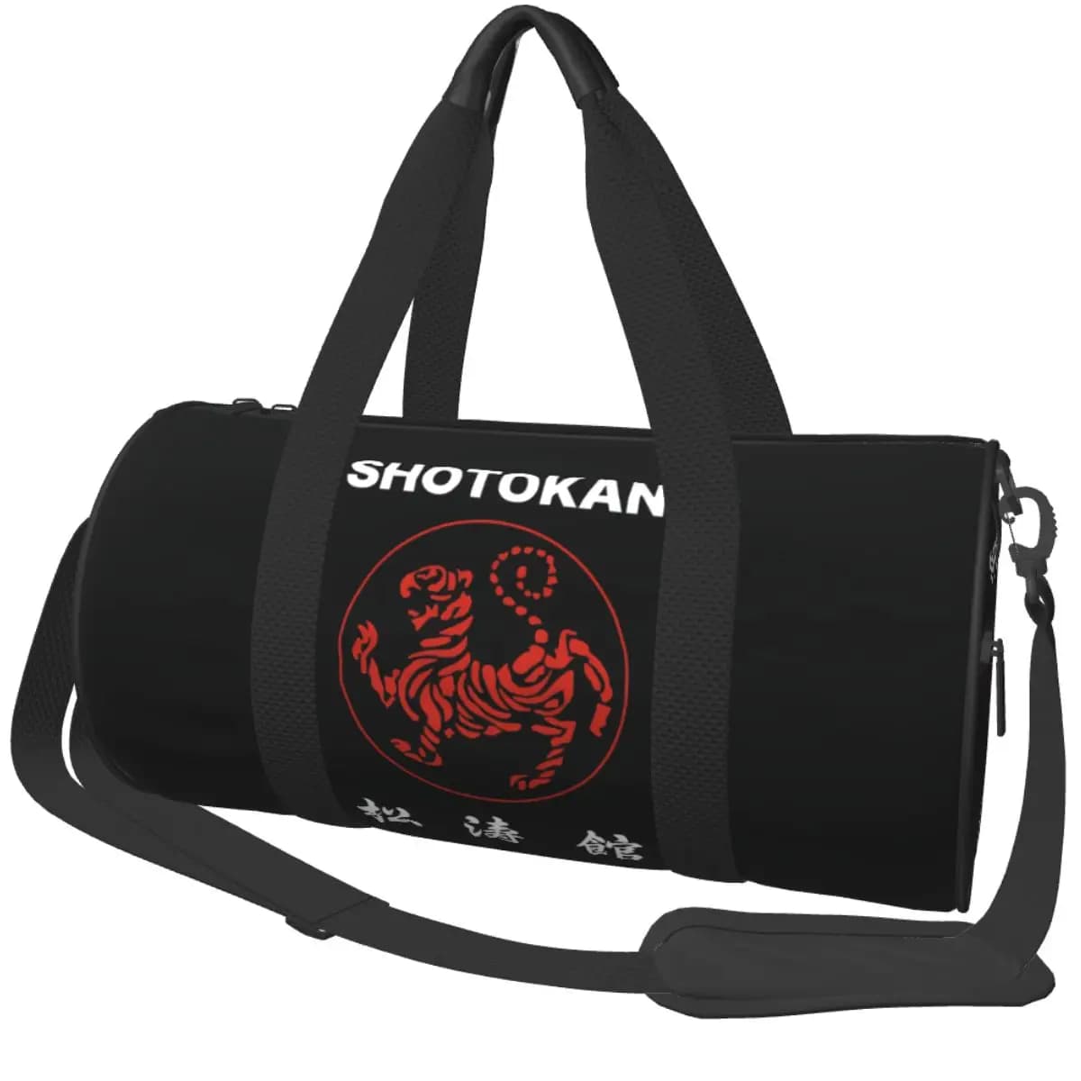 Borse sportive per karate Shotokan con logo tigre e kanji, borsa da palestra per allenamento con scomparto per scarpe, borsa da weekend fitness stampata per uomo e donna