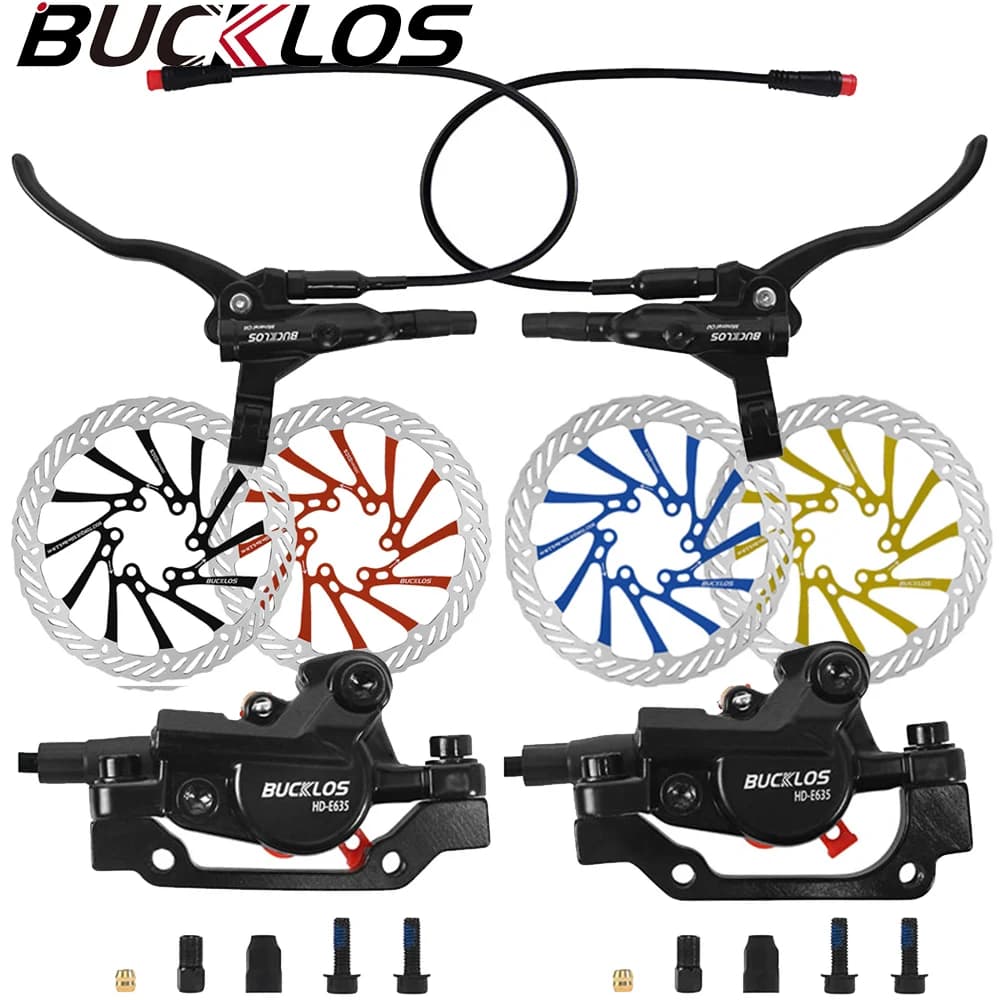 BUCKLOS E-Bike Freno a disco idraulico Scooter elettrico Bici pieghevole Freno a disco 2 pin Spegnimento Freni idraulici per bicicletta elettrica