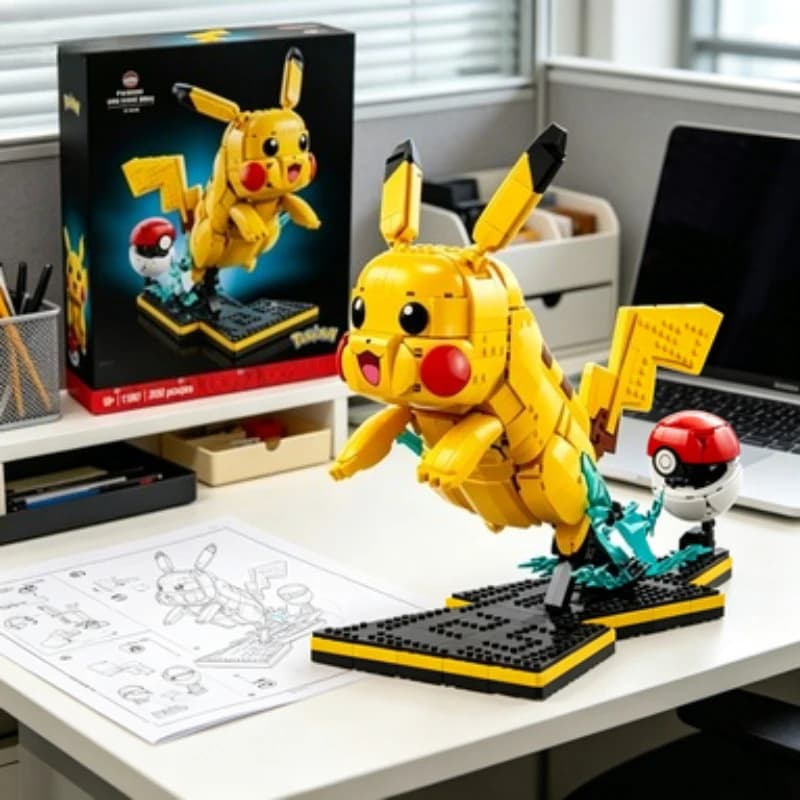 75152 Bandai Pikachu Ornamento da Scrivania, Blocchi da Costruzione, Articoli per Feste, Souvenir di Halloween e Natale, Compatibile con Mattoncini LEGO