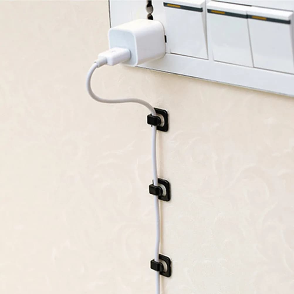 18 Pezzi Organizzatori per Cavi Neri Regolabili, Clip Autoadesive per Gestione Cavi USB, Alimentazione, Audio, Cuffie, per Scrivania e Casa