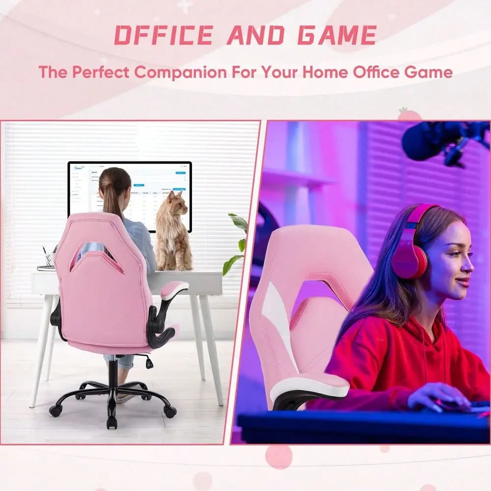 Sedia da ufficio grande e robusta in pelle per gaming e computer, con braccioli regolabili e ribaltabili, per adulti