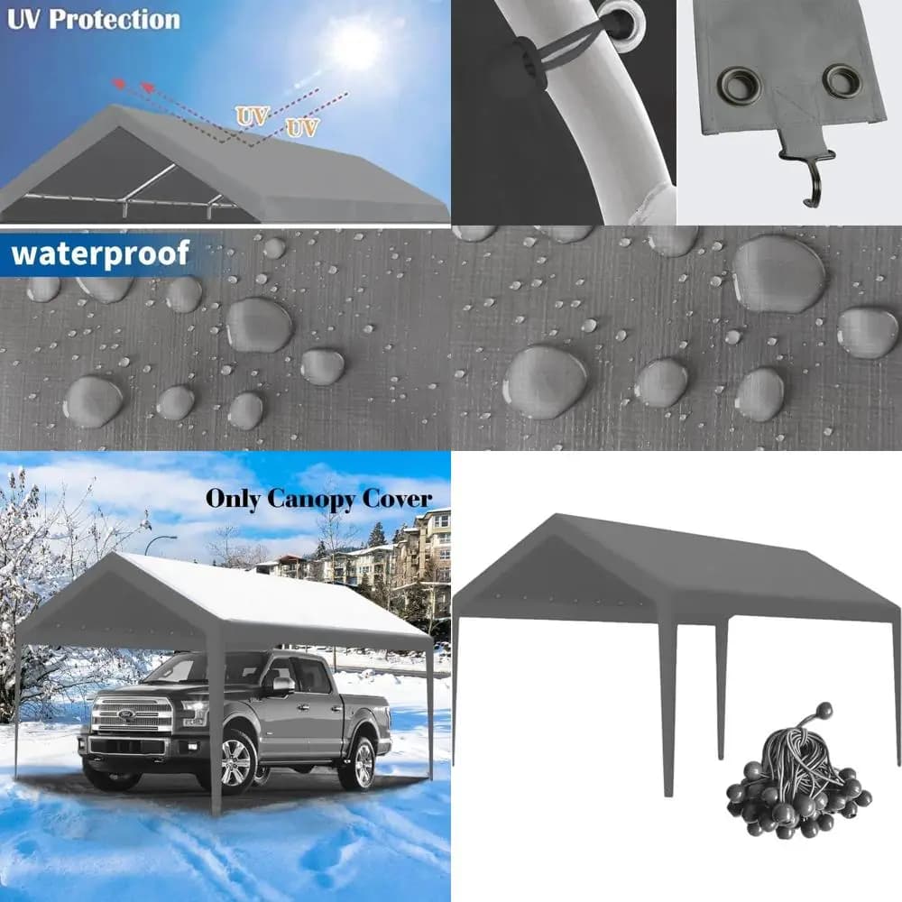 Heavy duty grey cover, 12x20 feet, with pole skirts in fabric and ball elastic (only top, frame not included)