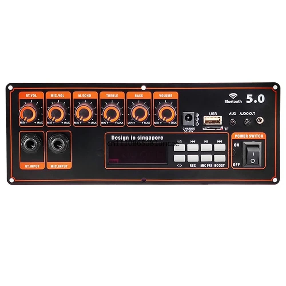 Amplificatore Bluetooth 12V 100W per Altoparlanti da Ballo, Supporta AUX, Microfono, Scheda TF, Registrazione da U-Disk, per Altoparlanti 6-12 Pollici