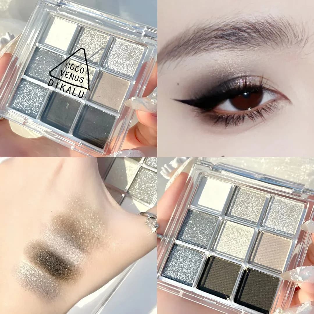 Glitter Matte Eyeshadow Palette 6 colori Pearlescent grey Black Toned Shimmer Eye Shadow Makeup Pigments Palett Cosmetic