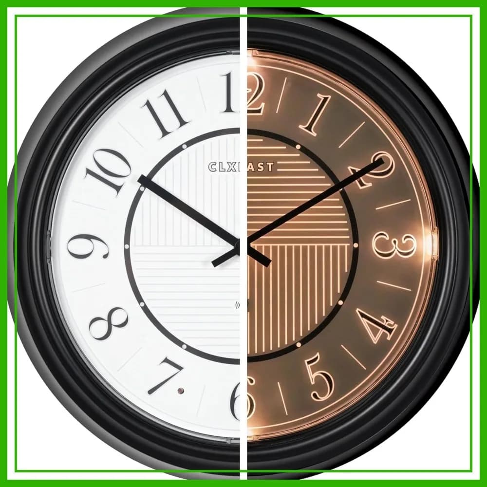 Orologio da parete a LED da 14 pollici che si illumina al buio, funzionante a batteria, bronzo lucidato a olio, per interni ed esterni