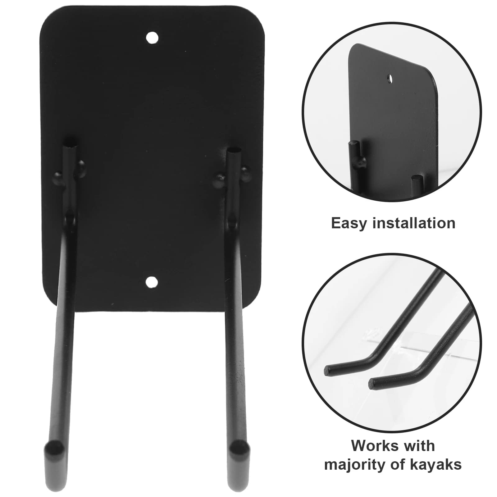 Portaoggetti per pagaie Supporto da parete nero per canoa Supporto per kayak in ferro Leggero Installazione semplice Adatto per kayak Barche Paddle Durevole