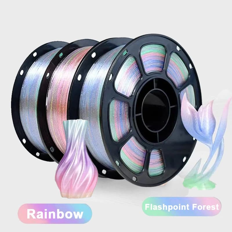 Filament for 3D printer from 1.75 mm PLA Flash point in crystal Rainbow Printing material 1 kg, 500 g, 250 g Crystal Sparkle Forest