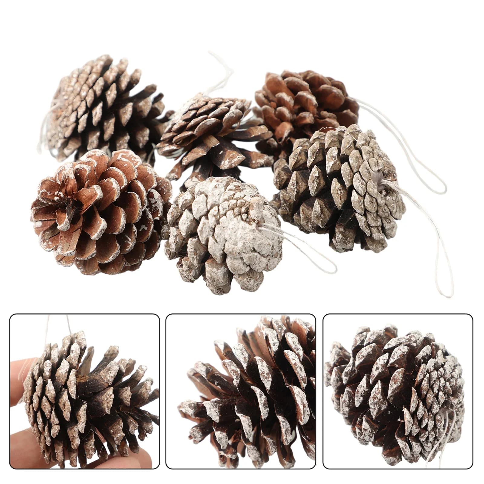 6 piccoli noci di pigna naturale di Natale pianta finta fiore artificiale coni di ananas colore primario pinoli 5 cm ciondolo fai da te