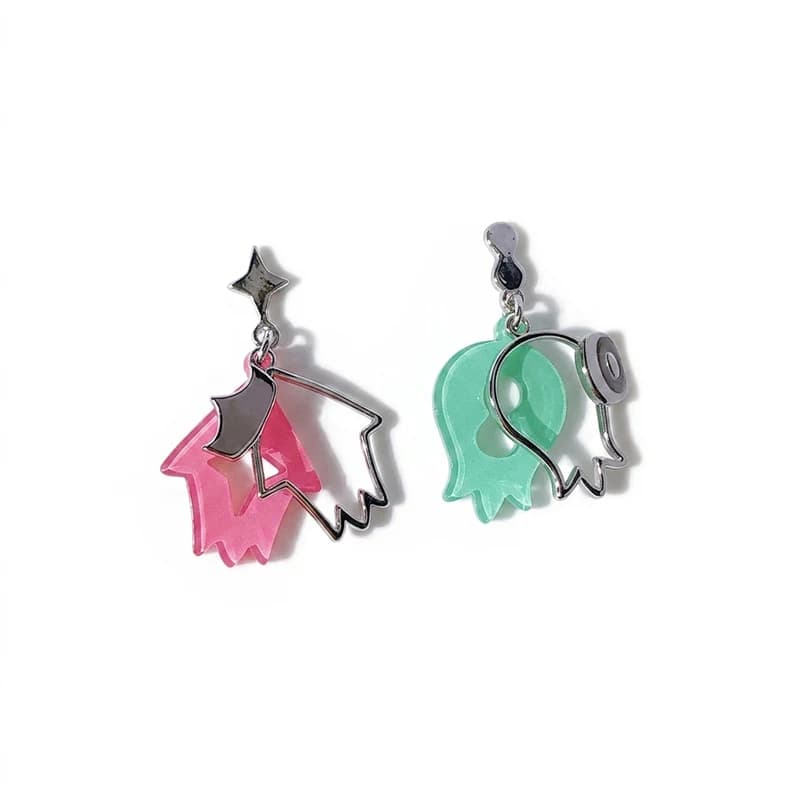 Game Splatoon Pearl‌ Marina‌ Cosplay Earrings Personality Hip-pop Gothic Cuttlefish Ear Pendants Red Green Metal Eardrop Jewelry