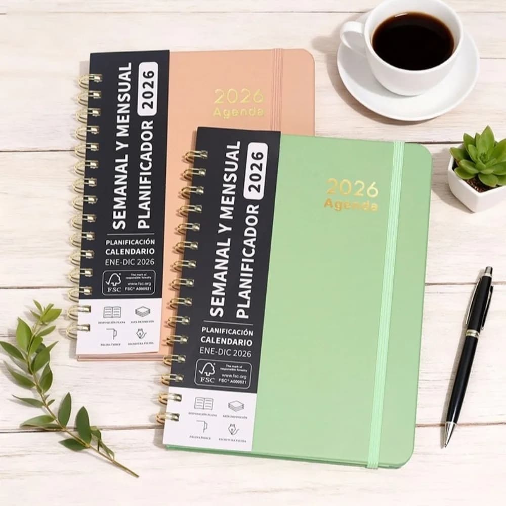Agenda Spagnola 2026, Quaderno A5, Organizzatore Giornaliero Essenziale, Diario di Auto-Tracciamento, Calendario Multifunzionale a Spirale