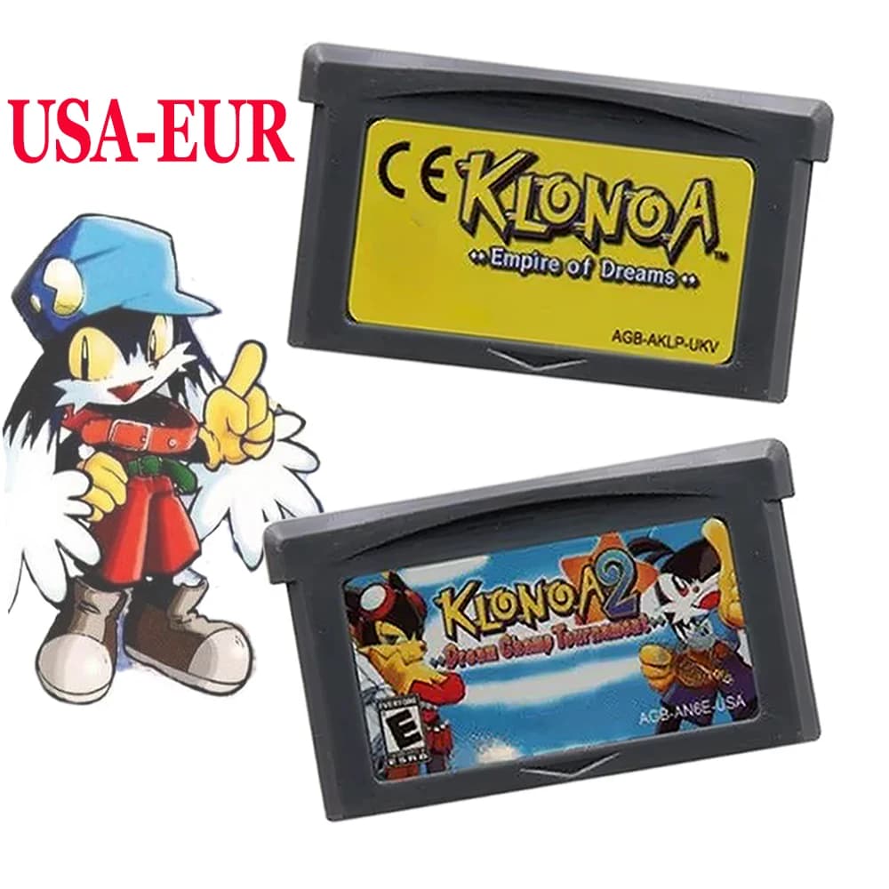 GBA Game Klonoa Series 32 Bit Video Game Cartridge Console Card Empire of Dreams Dream Champ Tournament