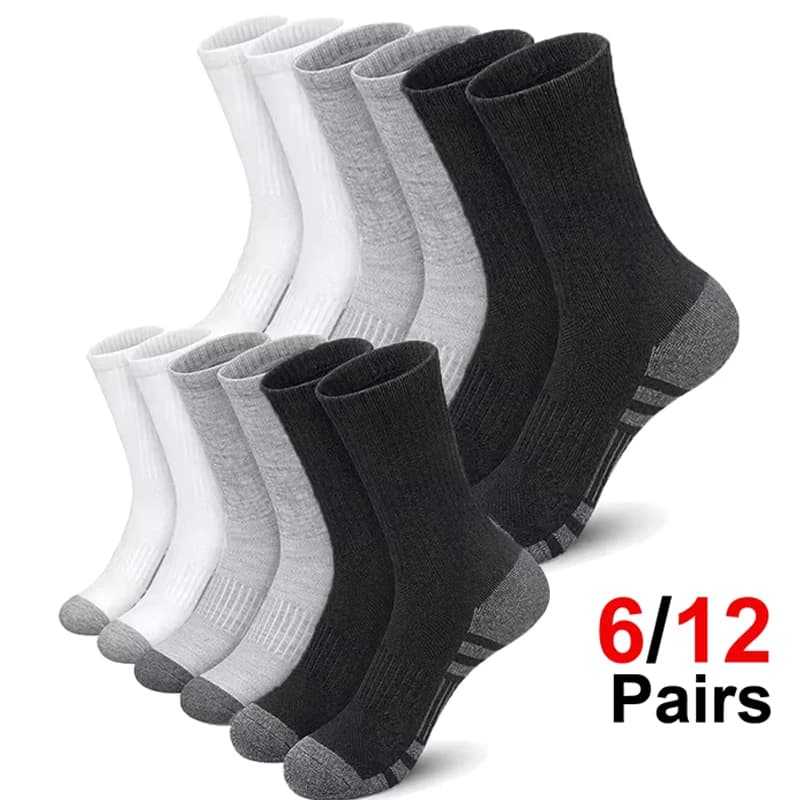 Men's 6 Pairs Pack High Performance Athletic Crew Socks Soft Breathable Sport Socks for Running Basketball Outdoor Activities