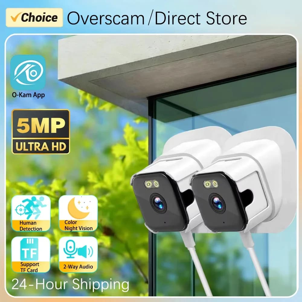 Mini Telecamera da Finestra 5MP 2.4G 5GHz WiFi per Interni, Telecamera a Circuito Chiuso per Sicurezza Domestica con Visione Notturna a Colori e Registrazione 24/7