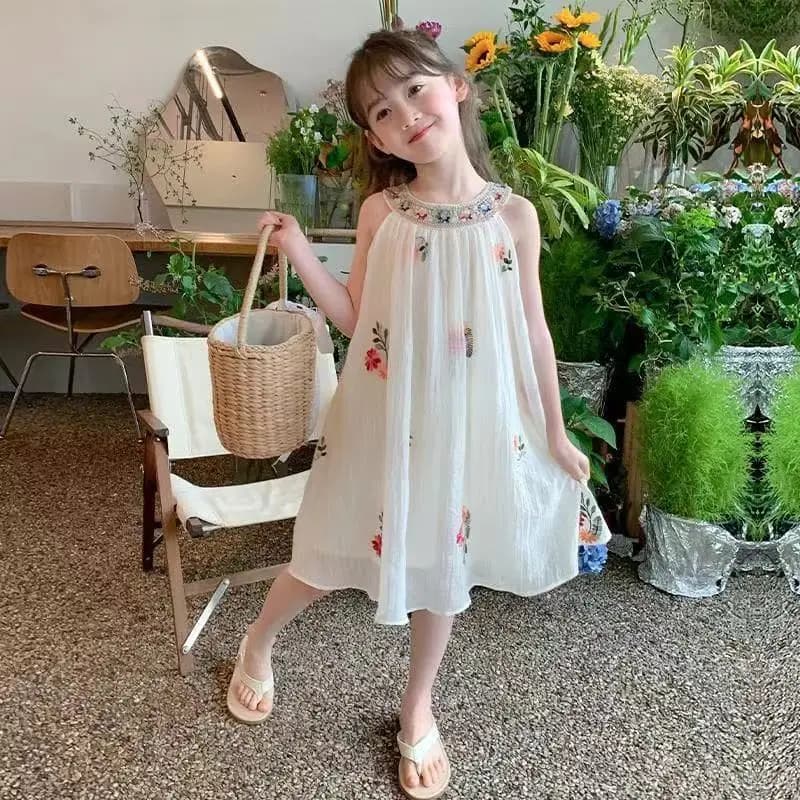 2025 Estate Bambini ragazze chiffon Fata Tulle halter Abiti floreali pieghettati a strati Principessa Bretelle per bambini adolescenti 4 8 10 12 anni