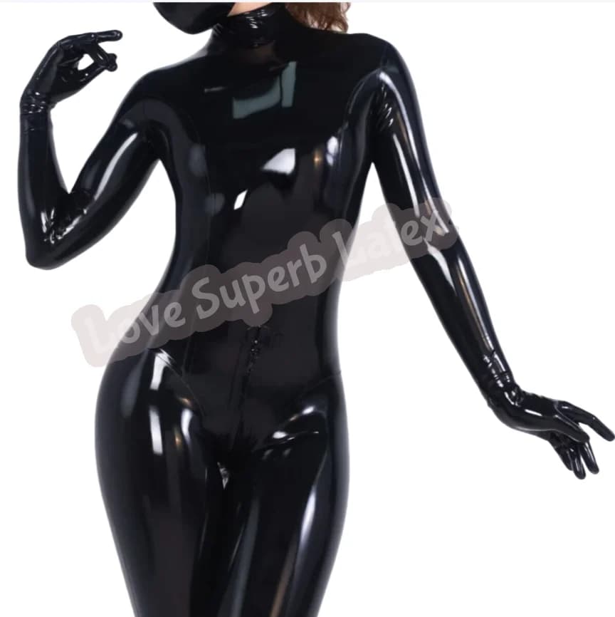 Catsuit Gummi in lattice con ingresso al collo con guanti e calzini con cerniera sul cavallo a 2 direzioni