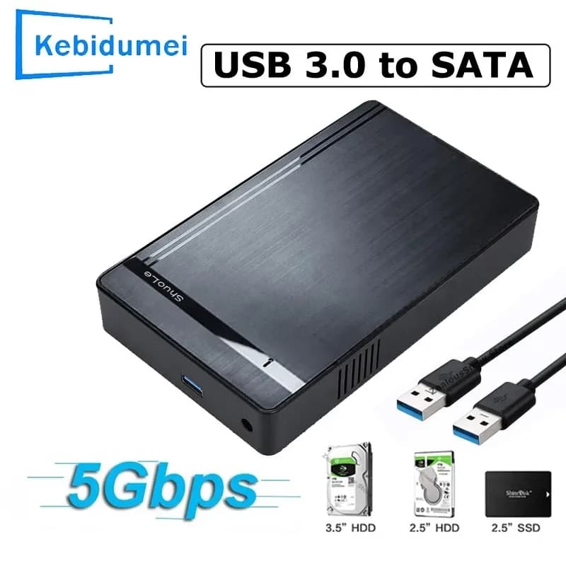 3.5 inch HDD Case SATA to USB 3.0 Adapter 5Gbps External Hard Drive Disk High Speed Enclosure for 2.5" 3.5" SSD HDD Case for PC