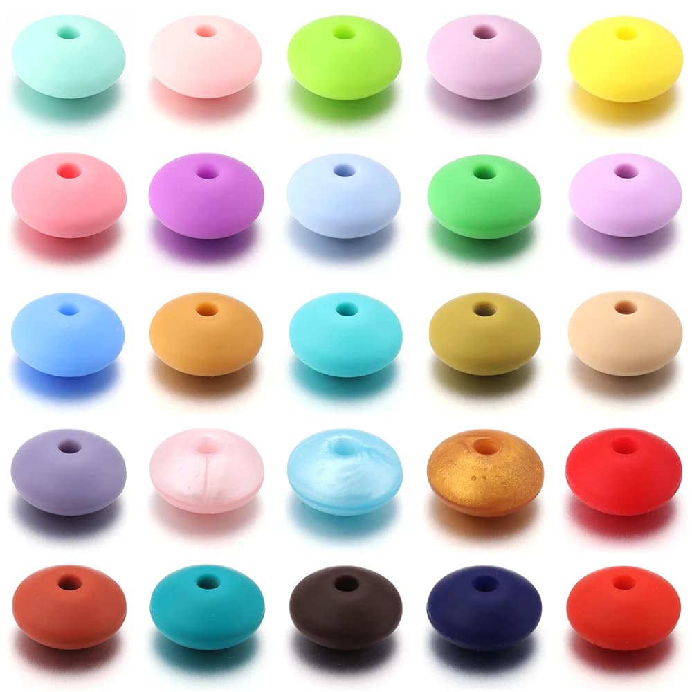 20 pz/lotto Perline di Lenticchie In Silicone Colorato Rotondo Abaco Branelli Allentati Del Distanziatore Per Gioielli FAI DA TE Che Fanno Collana Bracciale Accessori