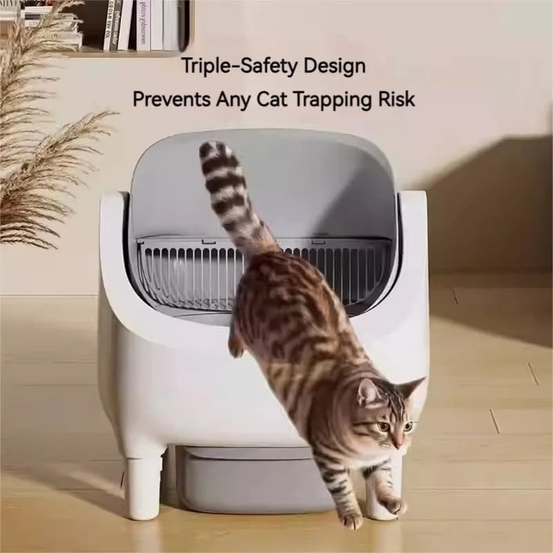 Lettiera per Gatti Autopulente con Design a Coperchio Aperto, Lettiera Intelligente Automatica con Controllo degli Odori, Ecologica per Gatti