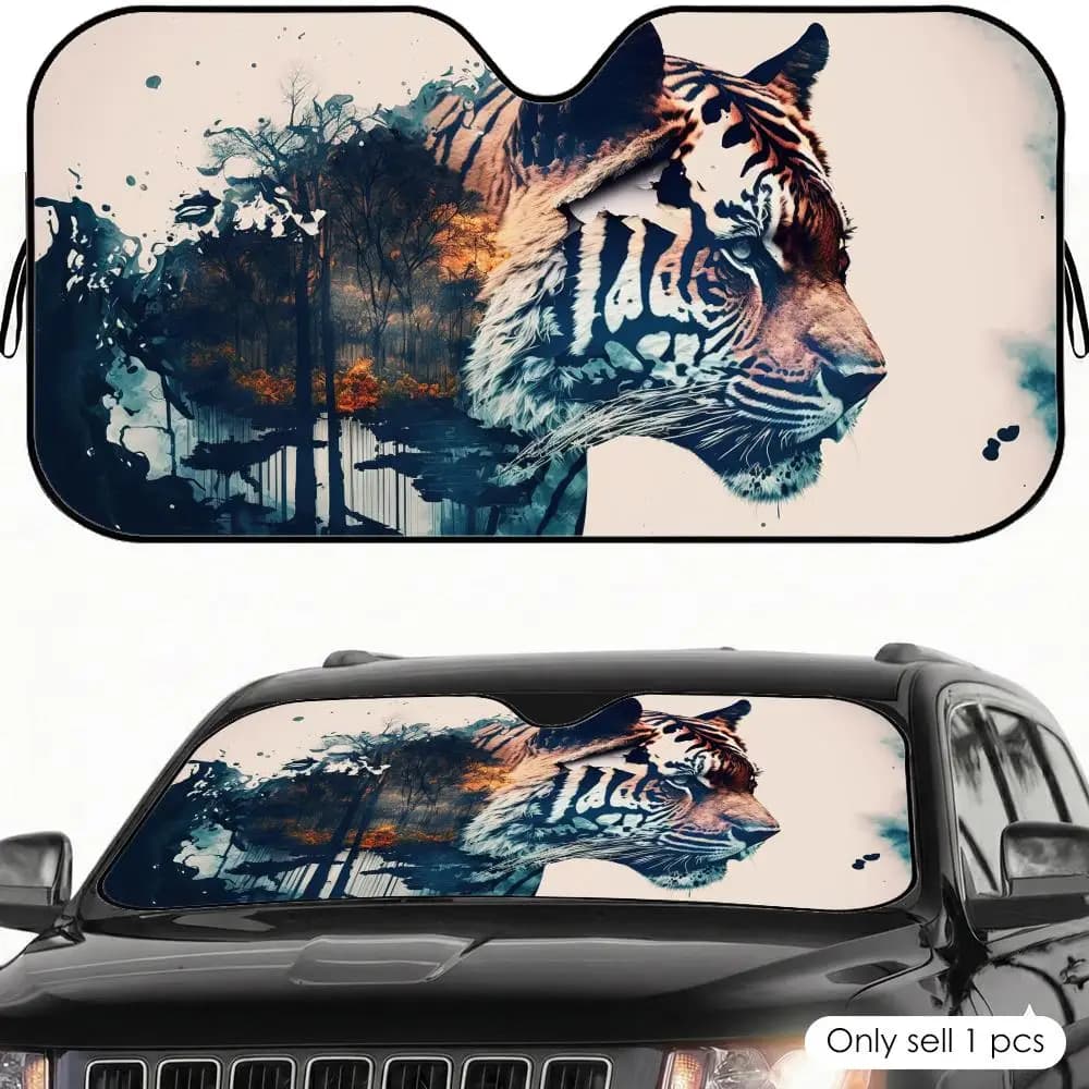 Parasole per auto Triped Bengal Tiger, protezione UV, copertura riflettente pieghevole per isolamento termico