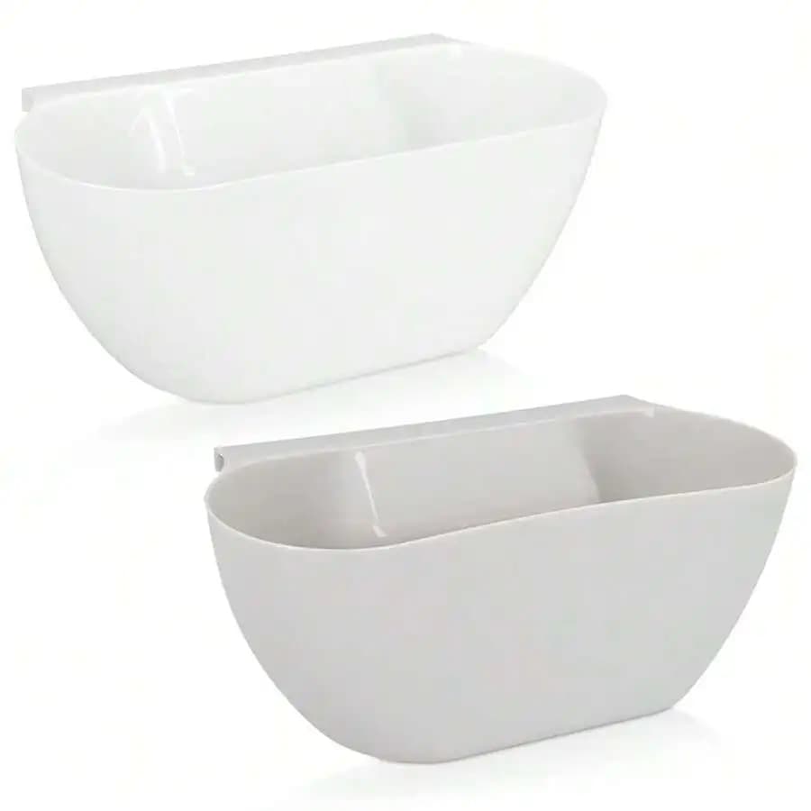 Hanging Kitchen Waste Bin Set Of 2 For Food Scraps Compost Small Trash Can Counter RV Dustbin White Gray
