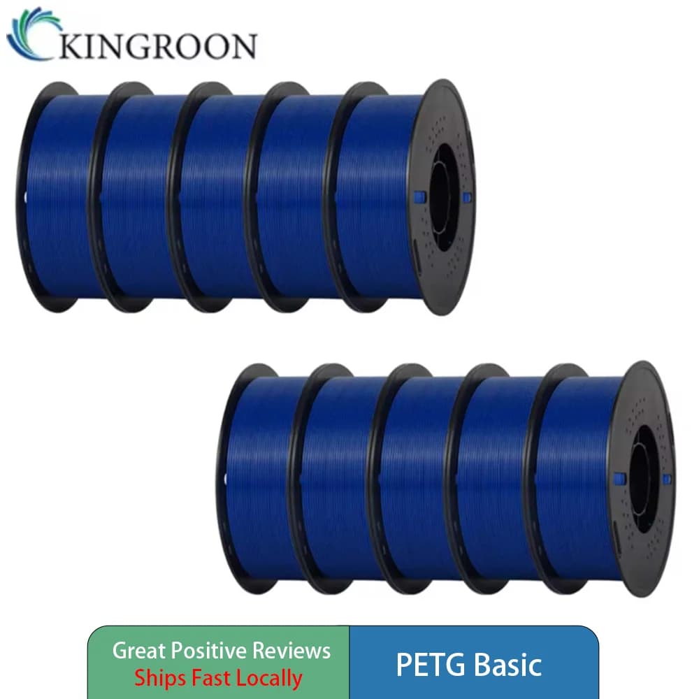 KINGROON 10KG PETG 3D Printer Filament 1.75mm, 10kg Bulk Pack (10 Spools X 1kg), Dimensional Accuracy +/- 0.02mm, High Toughness Low Warp Strong Layer Adhesion, Clog-Free Bubble-Free Moisture Resistant, Fits All FDM 3D Printers Fast Shipping Local Ship