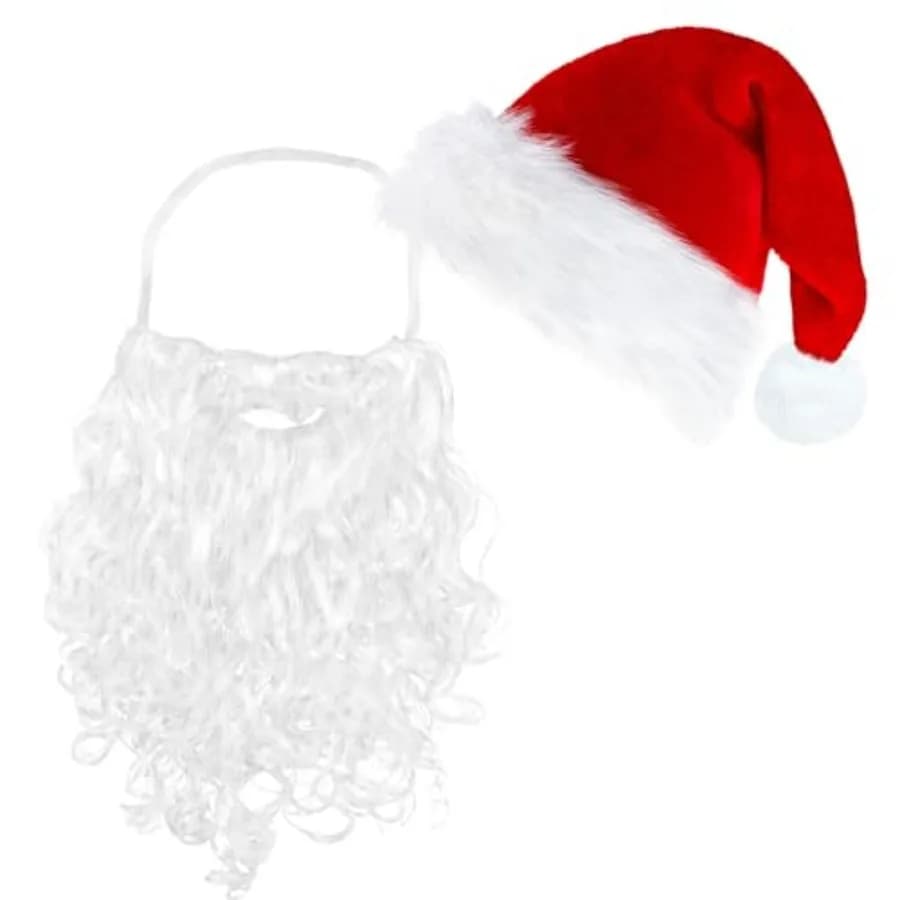 Santa Hats and Beard for Adults Christmas Costume Decorations Xmas Hats Santa Beard Mask Face Cover for Men Women