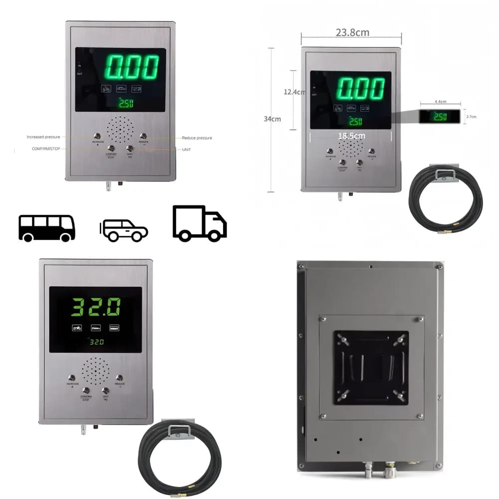 Compressore d'Aria Digitale da Parete in Metallo AC 220V/110V con Alta Precisione e Luce di Emergenza per Veicoli