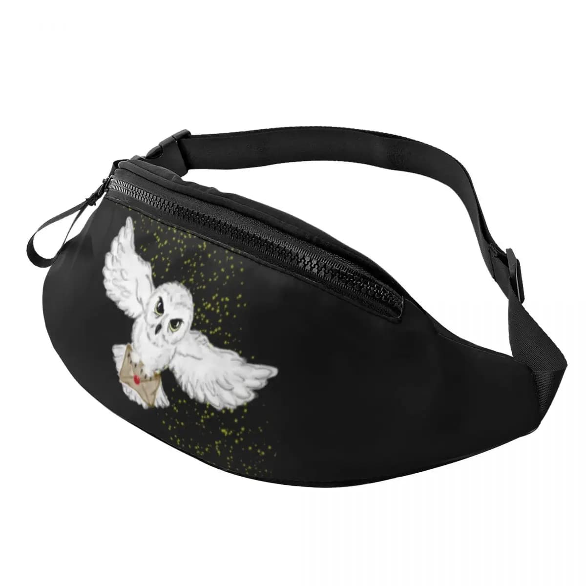 Personalized pouch for flying fresh owl for cycling, camping, man, woman, magic witch, shoulder strap, phone, money case