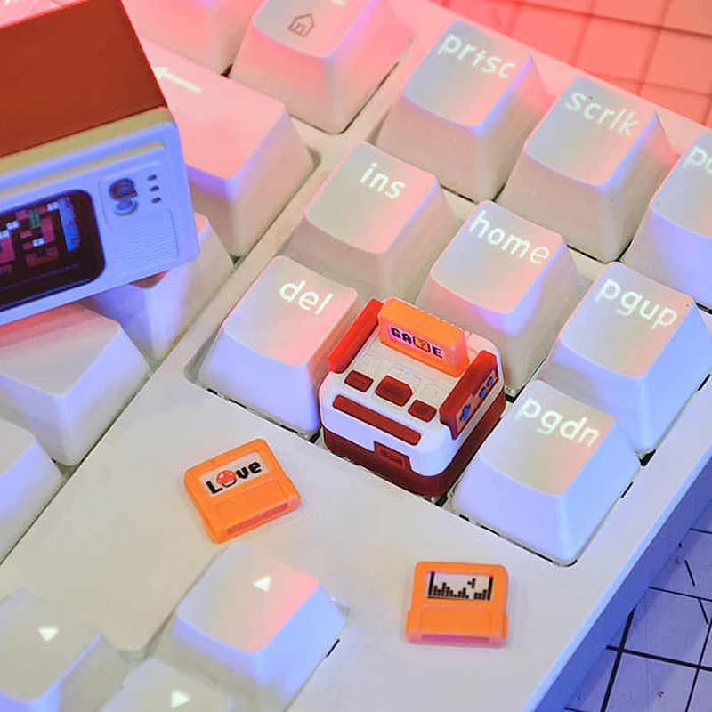 Nostalgico Mini Red and White Keycap Classic Retro MAC Profile FC Cute style editable for mechanical keyboard headers