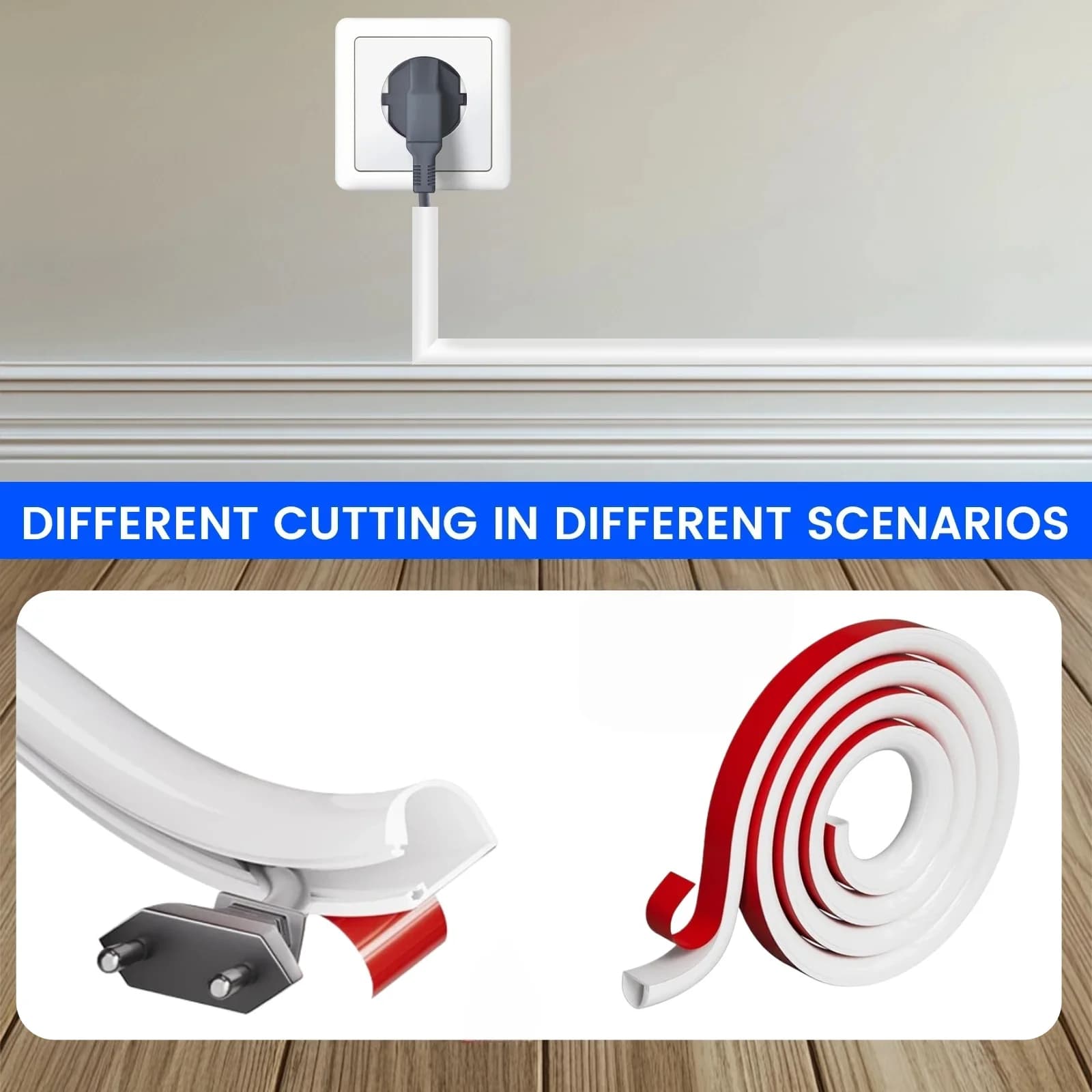 Canale di gestione del cavo 1PC, copertura del filo decorativo invisibile, protezione anti-passo, percorso del cavo adesivo