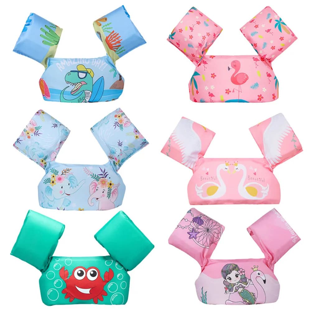 Anello per il braccio del bambino Gilet di galleggiamento Indumento di galleggiante Gilet di salvataggio di sicurezza per bambini 14-25 kg Giubbotti di salvataggio per nuoto per bambini dei cartoni animati Puddle Jumper