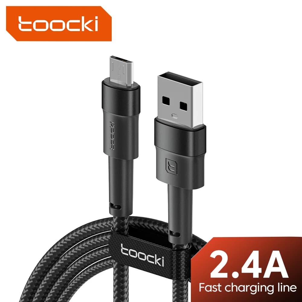 Toocki 2.4A Cavo Micro USB per Samsung S10 Xiaomi Oneplus Caricatore per telefono a ricarica rapida Micro cavo per ventola Cuffie Cavo dati USB