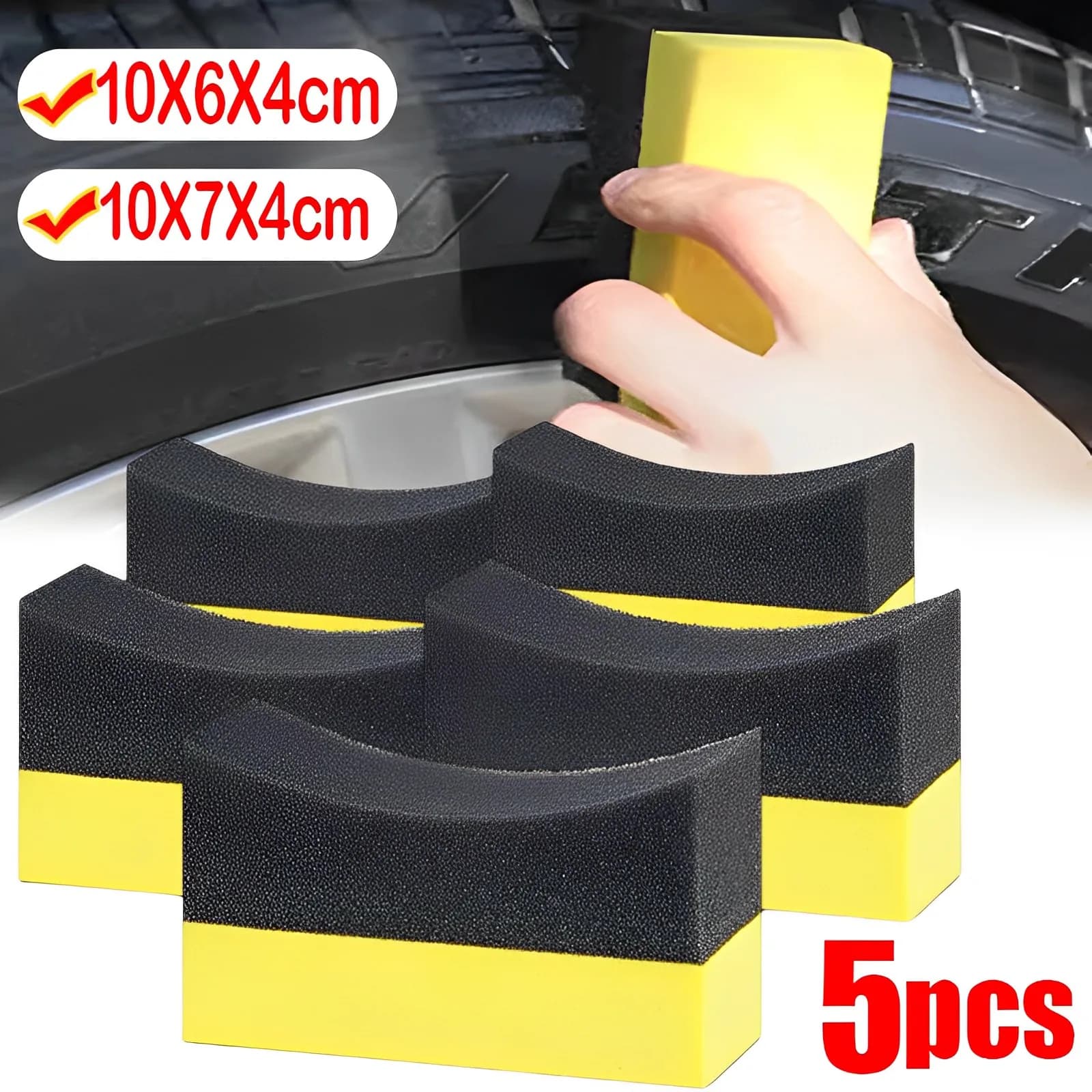 1/5 pz spugna per la pulizia delle ruote dell'auto lavaggio dei pneumatici tergicristallo aspirazione dell'acqua spugna tampone lucidatura a cera spazzole per pneumatici strumenti accessori per autolavaggio