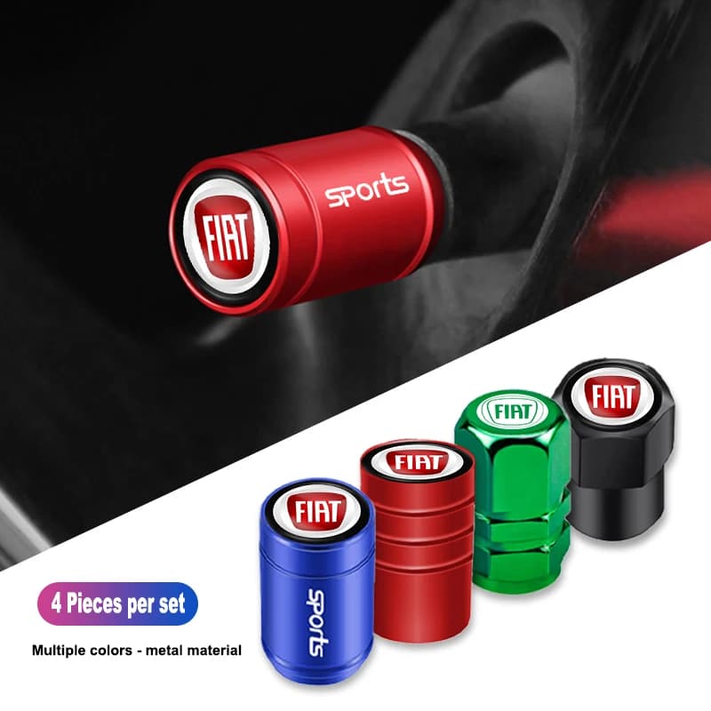 Tappi in Metallo per Valvole Pneumatici Auto, Copri Valvole in Alluminio per FIAT 600 Panda Pulse Mobi 500X Tipo Strada 500L Fastback