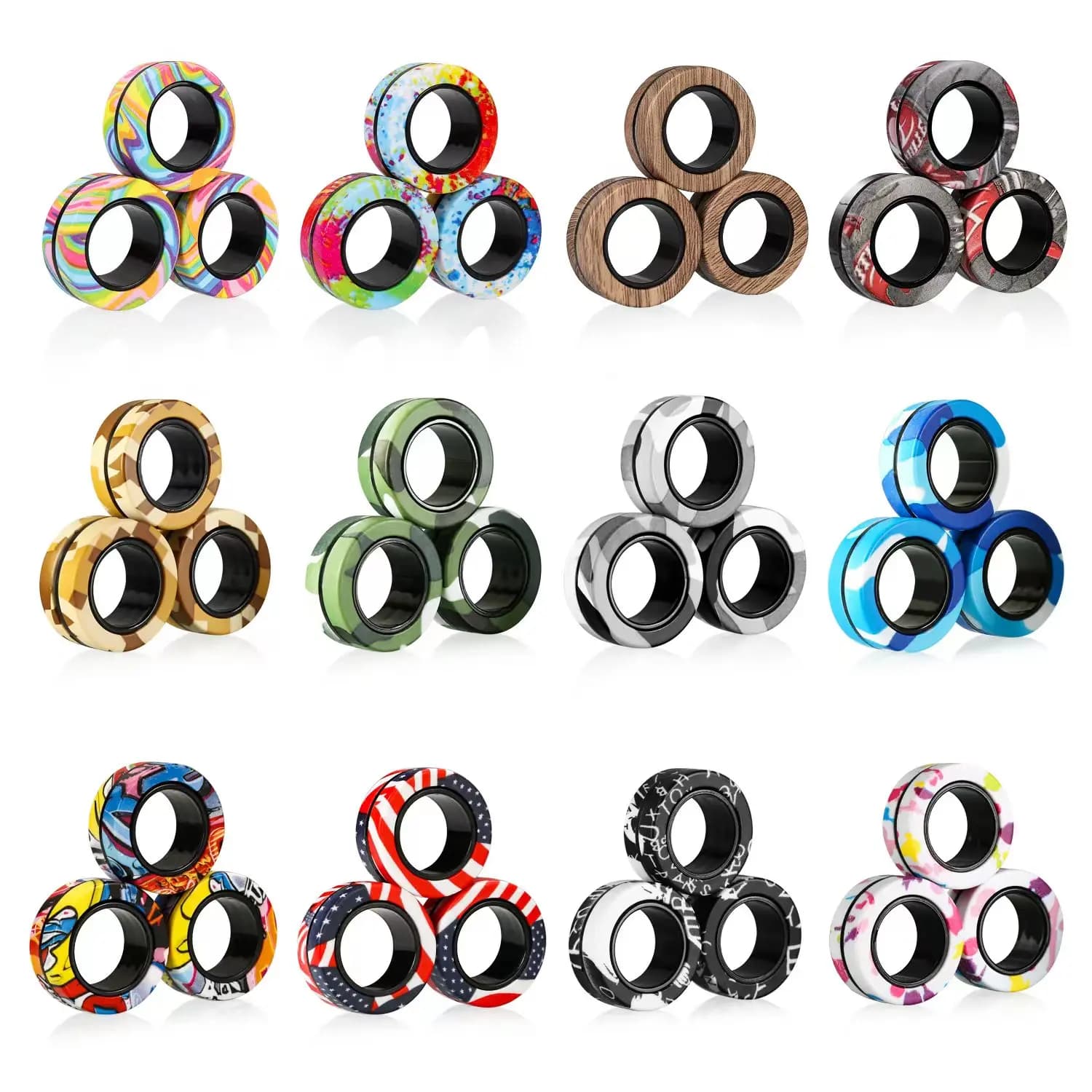 Casuale 3 pezzi Fidget Spinner anello magnetico giocattoli Set dita anelli magnetici ADHD antistress giocattoli magici per bambini adulti ansia