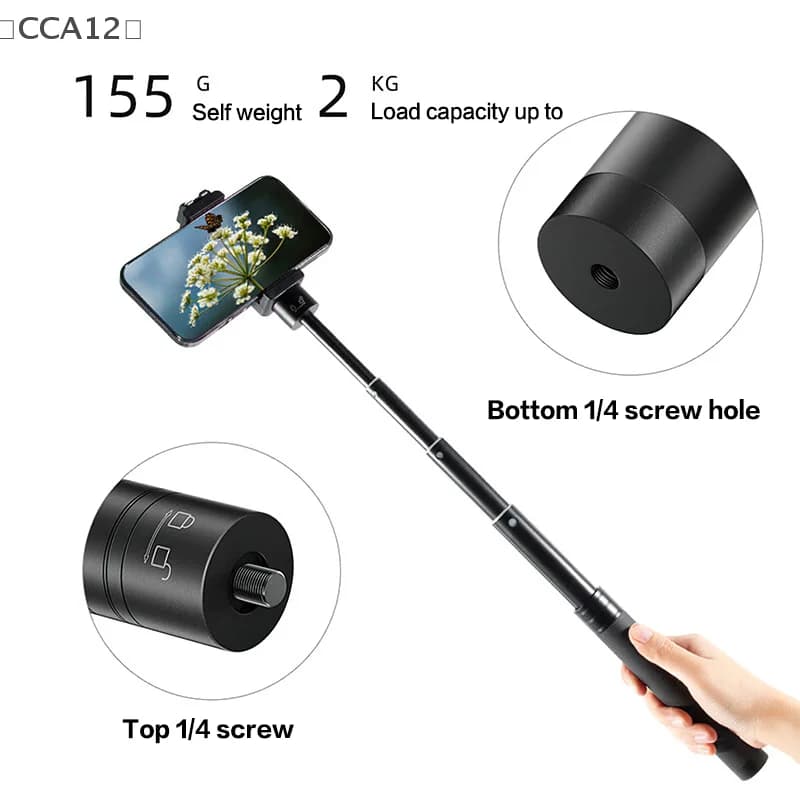 maveraCCA12 Vau73CM Selfie Stick Portable Adjustable Extension Rod for Action Camera Support for Microphone Stick for Camera Monopiede
