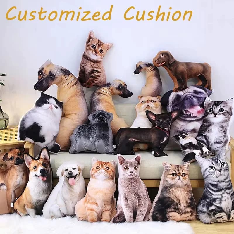 Inverno Nuova foto Cuscino personalizzato Stampato in 3D Pet Dog Cat Cuscino Animale del fumetto Cuscino Divano letto Decori Regali di compleanno unici